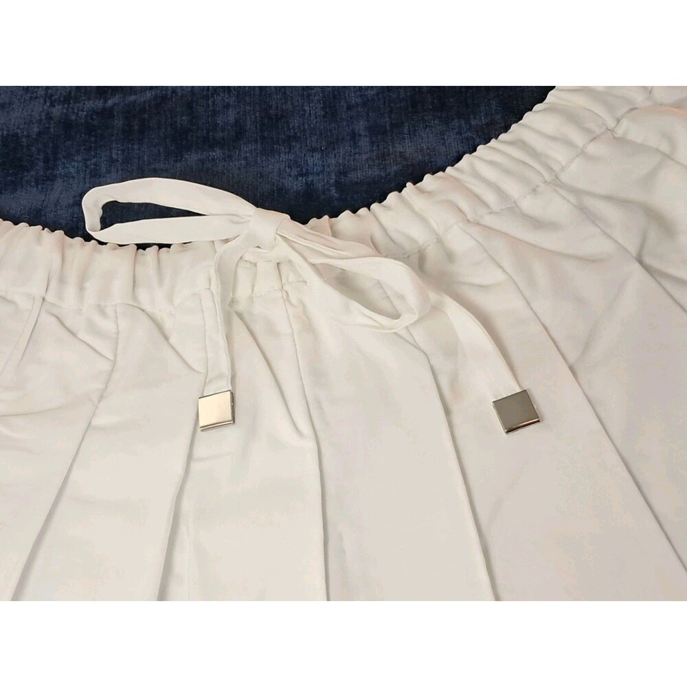 J.Crew Pleated Tie Waist Mini Skirt White Lace Trim Full Skirt CK531 Size S NWT - Picture 5 of 9